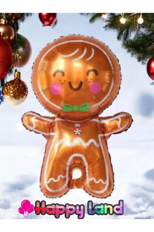 Yılbaşı Balonu Gingerbread Kurabiye Adam Folyo Balon 48*69 cm Yılbaşı Balonları