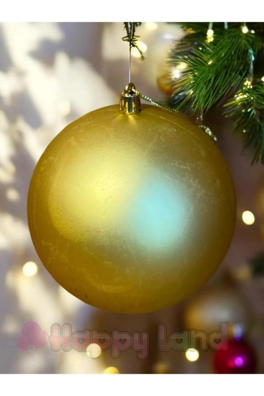 Yılbaşı Çam Ağacı Süsü 12 cm Gold Renk 1 Adet Yılbaşı Topu Orta Boy Yılbaşı Topu