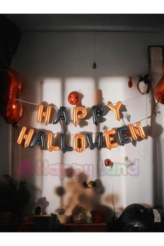 Halloween Cadılar Bayramı Happy Halloween Yazılı Folyo Balon Seti