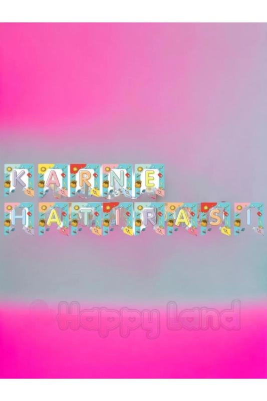 Happyland Karne Hatırası Balonlu Set (Zigzag Banner Yazı + 10 adet renkli Balon )Sınıf Okul Süsleme