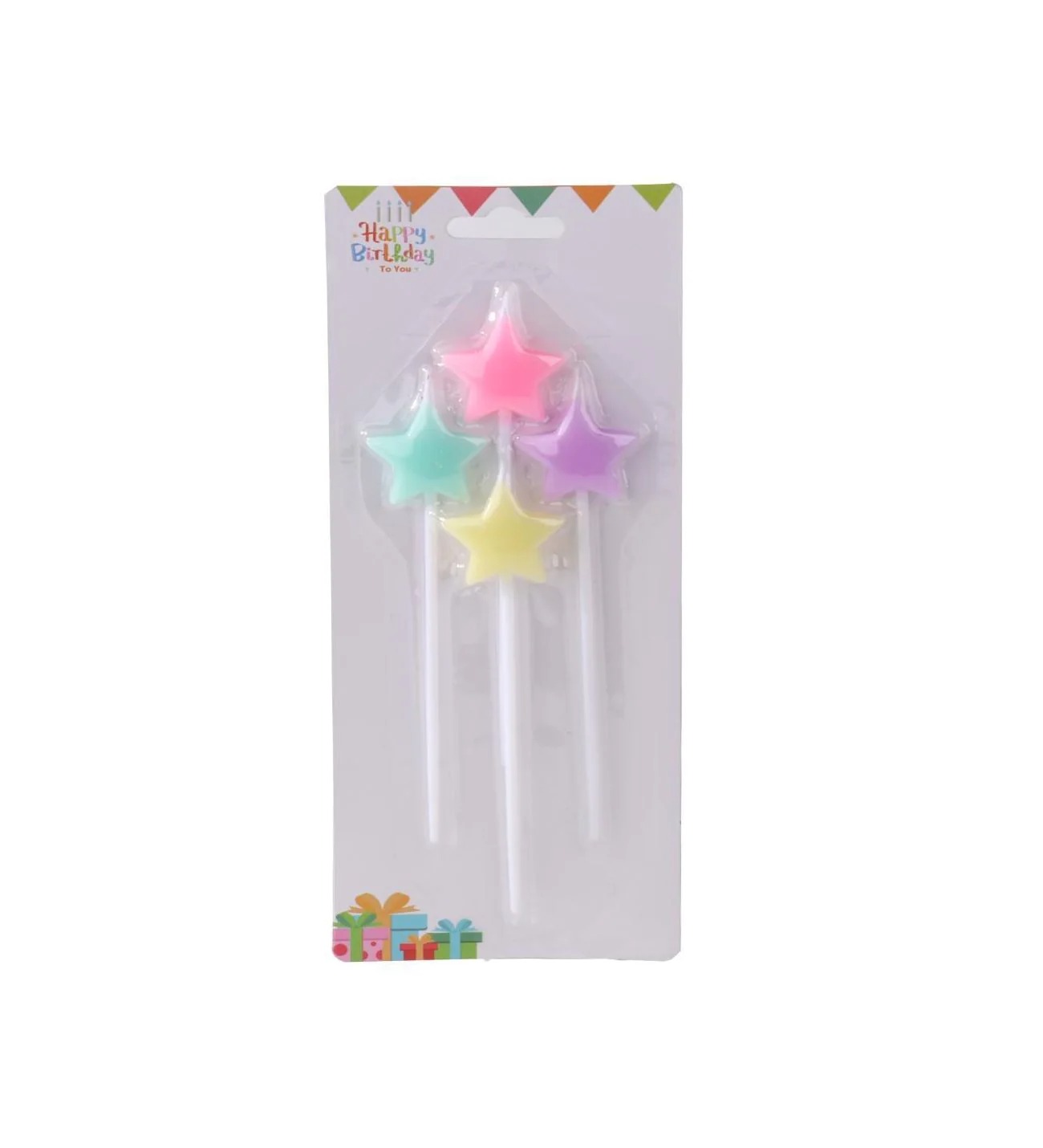 Happyland Çubuklu Pasta Mumu Makaron Yıldız Mum 4’lü
