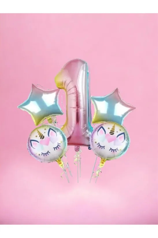 Happyland Unicorn Balon Seti Unicorn 1 Yaş Rakam Balon Seti