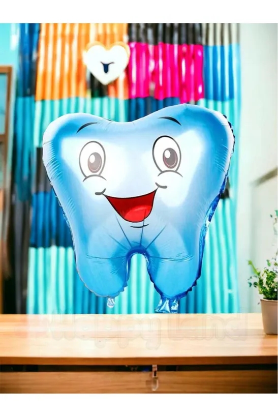 Happyland 1 Adet  Mavi  Diş Şeklinde Folyo Balon İlk Diş Buğdayı Balonu