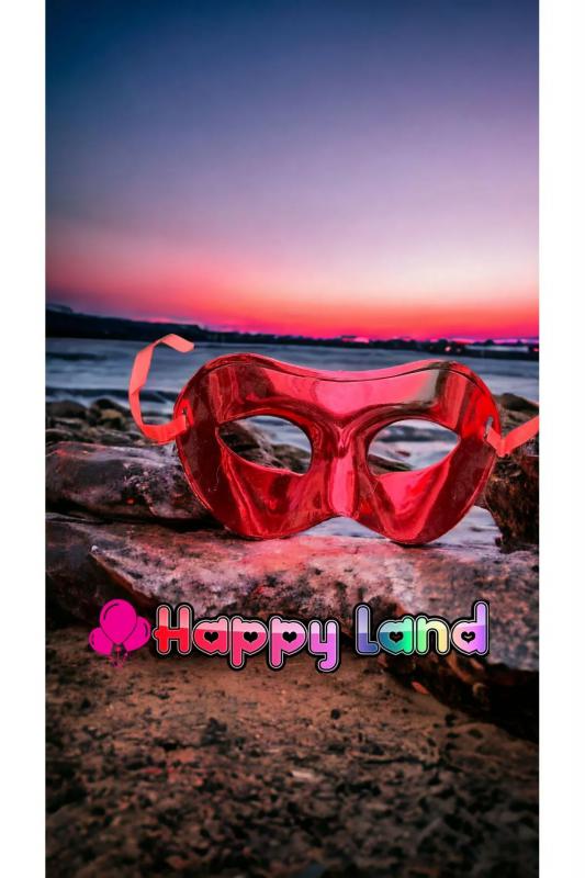 Happyland Yılbaşı Kırmızı Balo Maskesi Yeni Yıl Aksesuarı Plastik Balo Maskesi