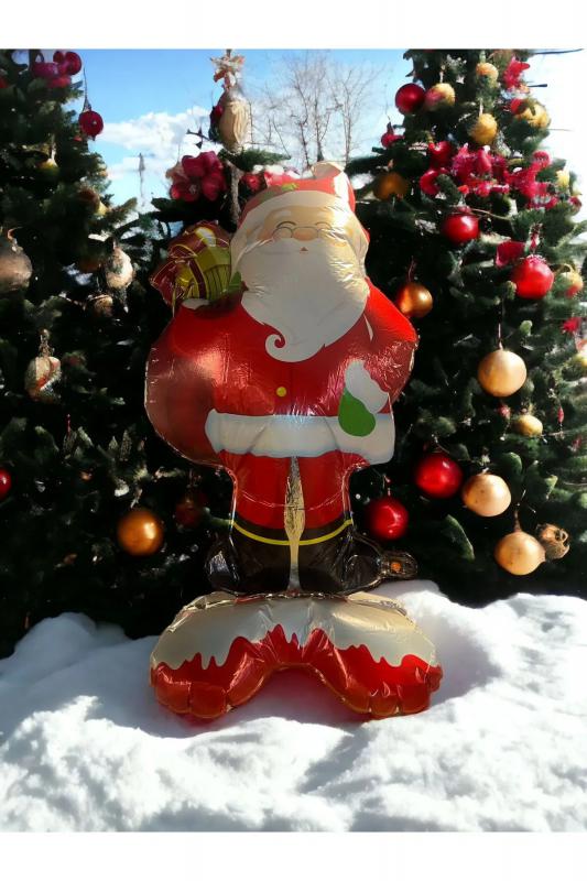 Happyland Yılbaşı Ayaklı Noel Baba Balonu Büyük Boy Yılbaşı Süsleri Noel Baba Şekilli Balon 100 cm 