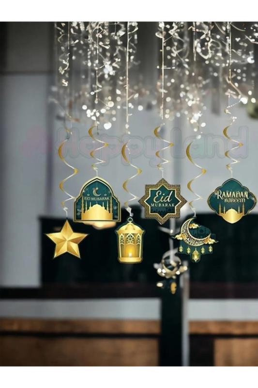HappylandRamazan 6’lı Tavan Süs Ramazan Mubarak Ramadan Kareem Temalı Sarkıt Ramazan Bayram