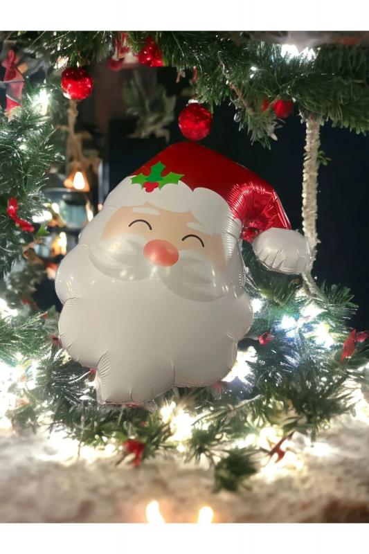 Happyland Yılbaşı Noel Baba Folyo Balonu Yılbaşı Süsleri Noel Baba Kafa Şekilli Balon 45 Cm Yeni Yıl