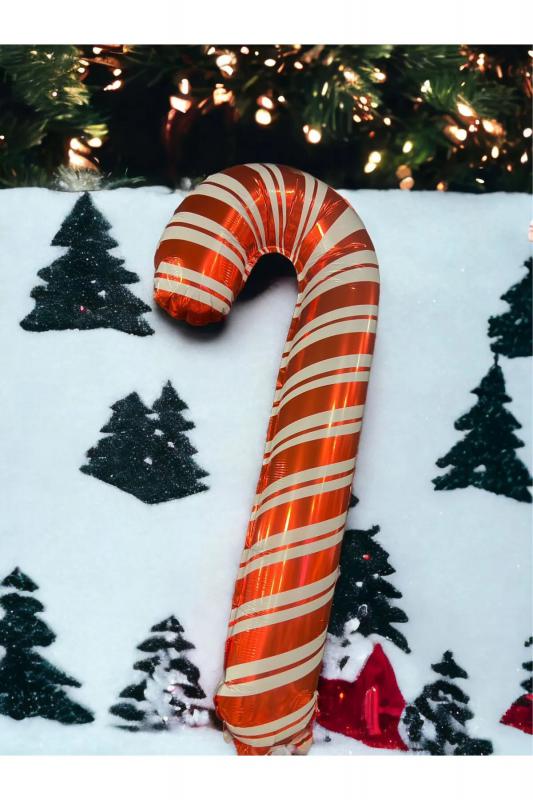 Happyland Yılbaşı Baston Şeker Orta Boy Yılbaşı Balonu Yeni Yıl Folyo Balon 70 cm Baston Şeker Balon