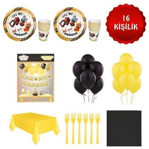 Happyland%20Inşaat%20Temalı%20Doğum%20Günü%20Parti%20Seti%2016%20Kişillk