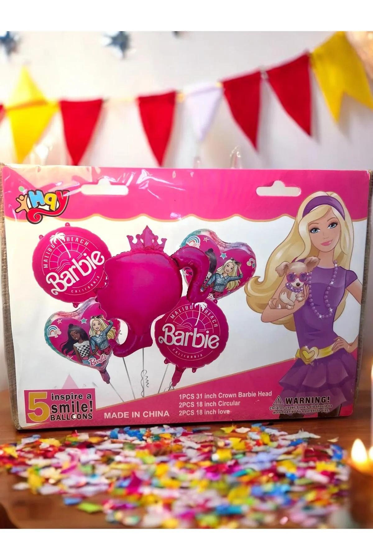 Happyland%20Barbie%20Bebek%20Folyo%20Balon%20Set%20Barbie%20Pembe%205’li%20Balon%20Set%20Barbie%20Konsept%20Doğum%20Günü