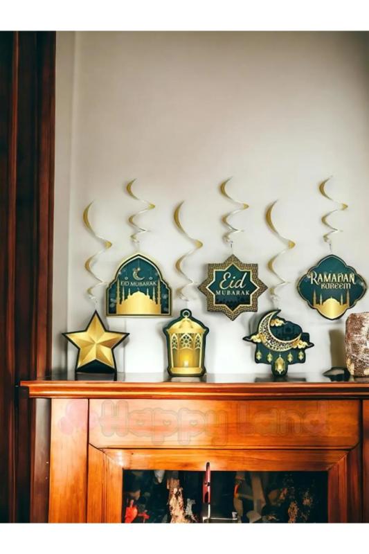 HappylandRamazan 6’lı Tavan Süs Ramazan Mubarak Ramadan Kareem Temalı Sarkıt Ramazan Bayram