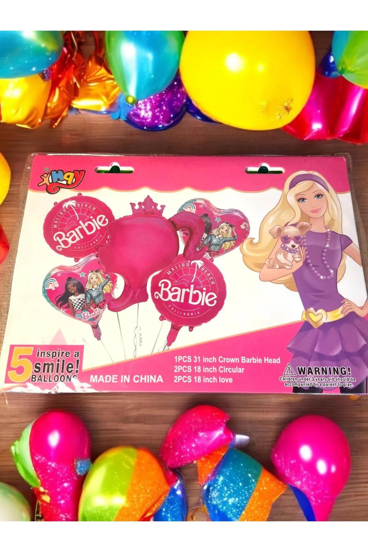 Happyland%20Barbie%20Bebek%20Folyo%20Balon%20Set%20Barbie%20Pembe%205’li%20Balon%20Set%20Barbie%20Konsept%20Doğum%20Günü