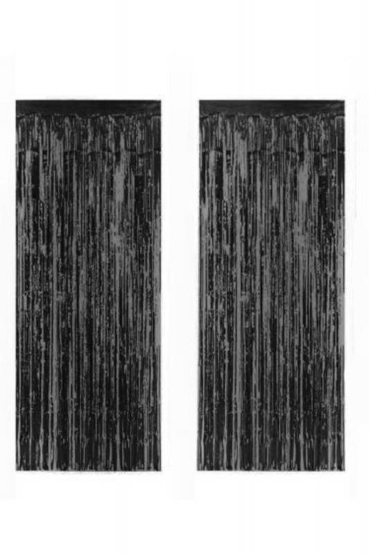 Happyland Siyah Püsküllü Işıltılı Arka Fon Kapı Perdesi 90x240 Cm﻿﻿