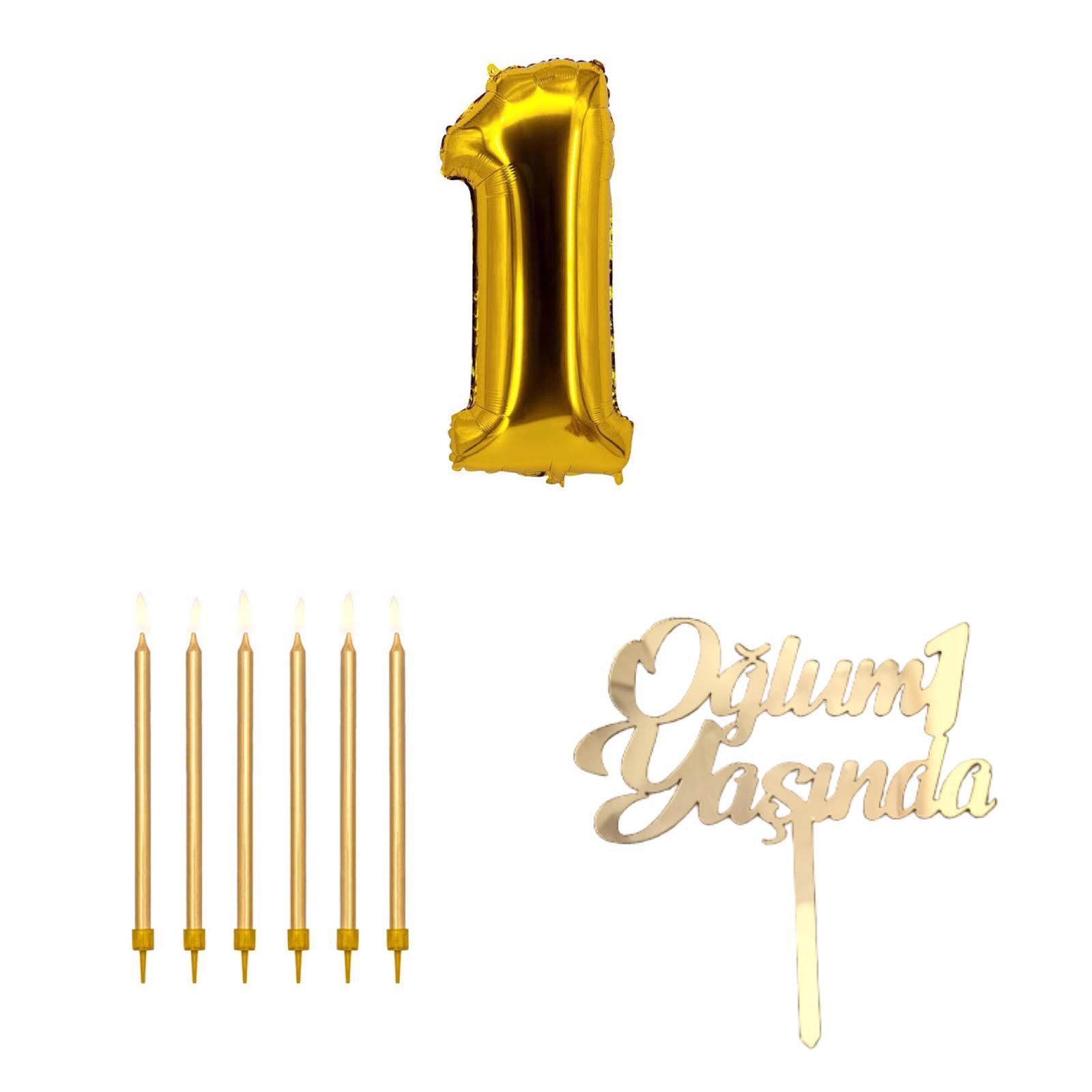 Happyland Erkek  Çocuk 1 Yaş Doğum Günü 3’lü Set Gold 1. Yaş Günü