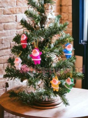 Happyland Yılbaşı Çam Ağacı Süsü 4 cm 6 ader Renkli Noel Baba Süs Simli Yılbaşı Noel Baba Süs