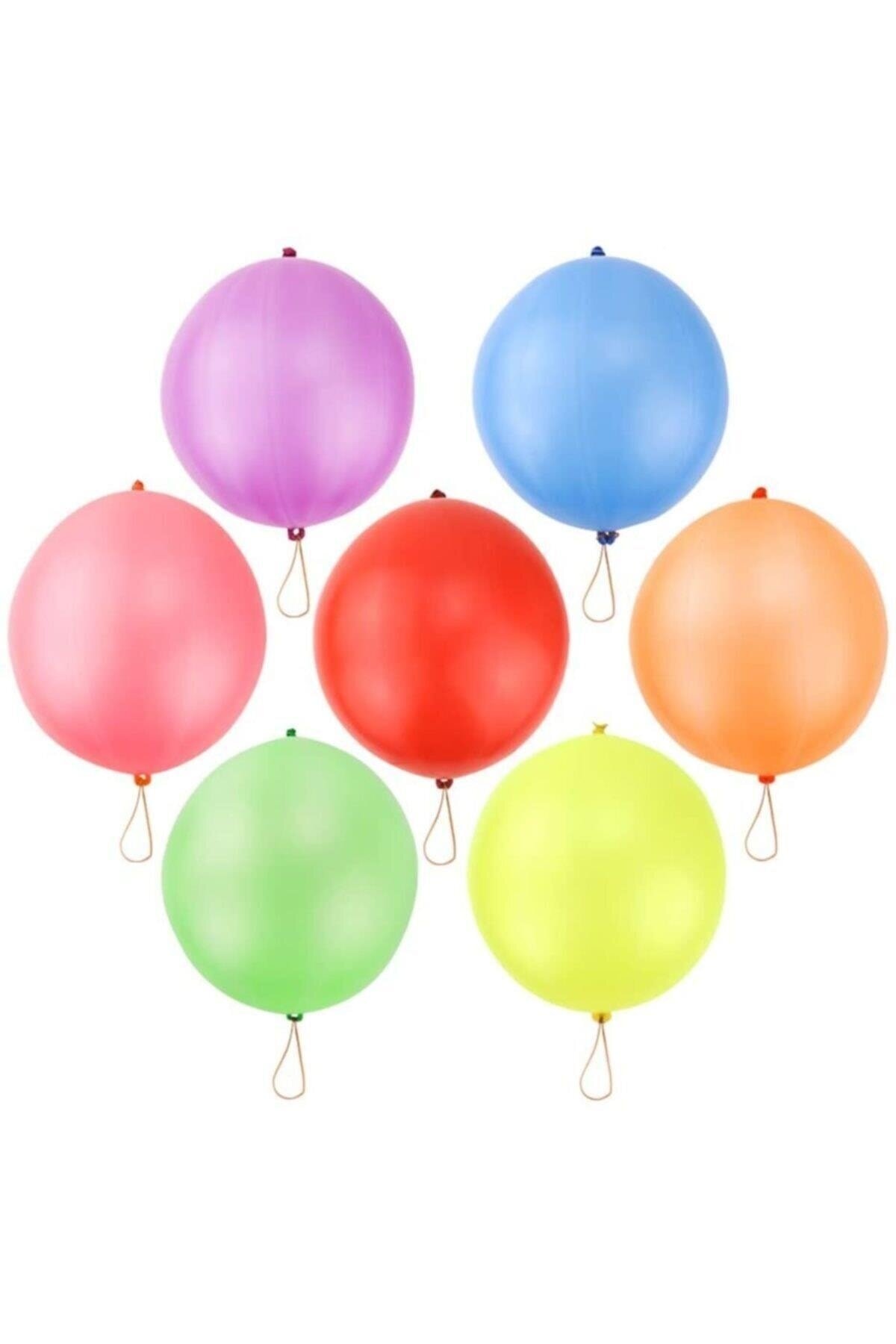 Happyland Lastikli Punch Balon Çok Renkli Karışık Renkli Lastikli Balon 100 Adet