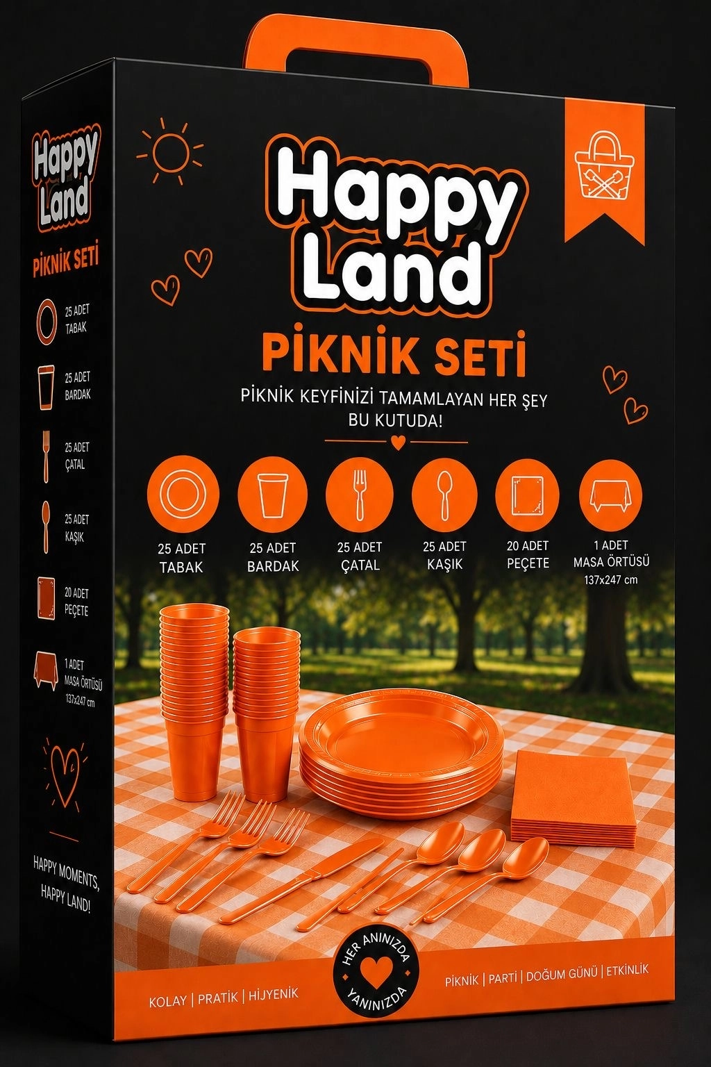 Turuncu Plastik Piknik Seti 25 Kişilik
