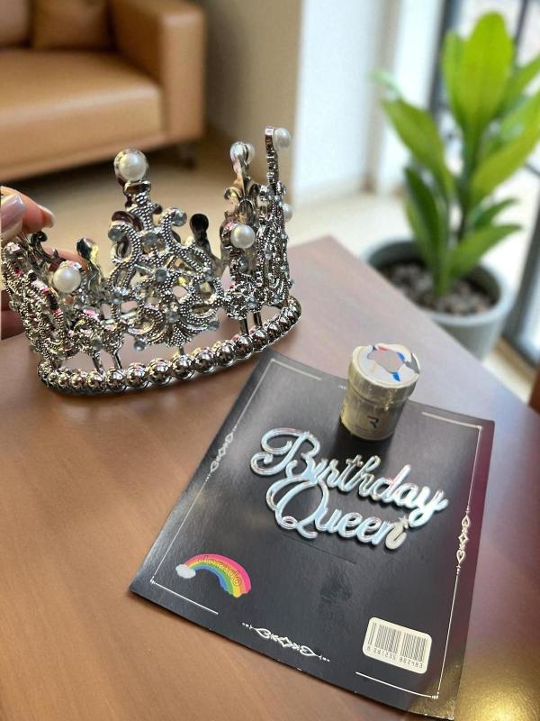 Happyland Gümüş Pasta Tacı Seti ( PastaTacı , Birthdayqueen gümüş pastapleksisi , gümüşpasta simi )