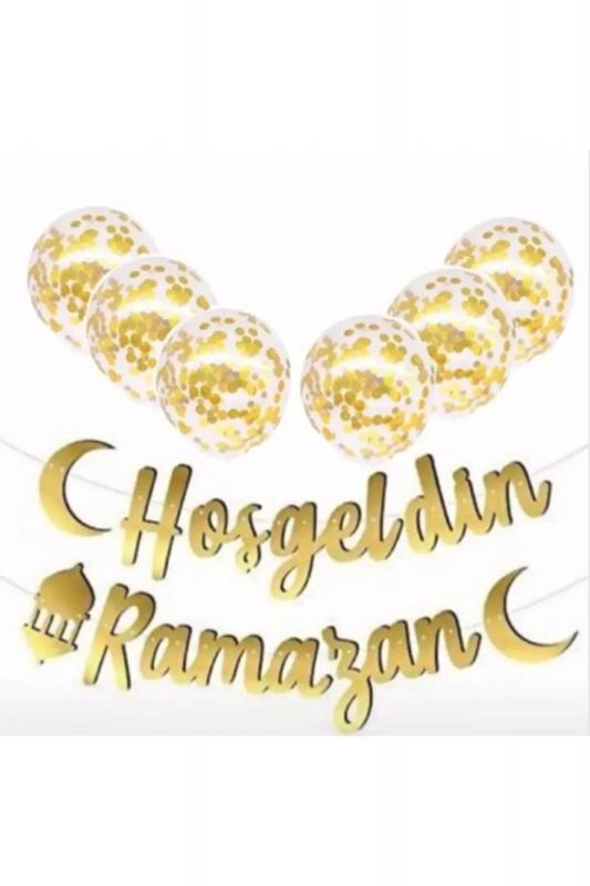 Happyland Hoşgeldin Ramazan Gold Balon Seti Ramazan Balon Seti Ve Kaligrafi Yazı