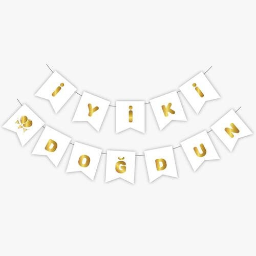 Beyaz Gold Yaldızlı Banner