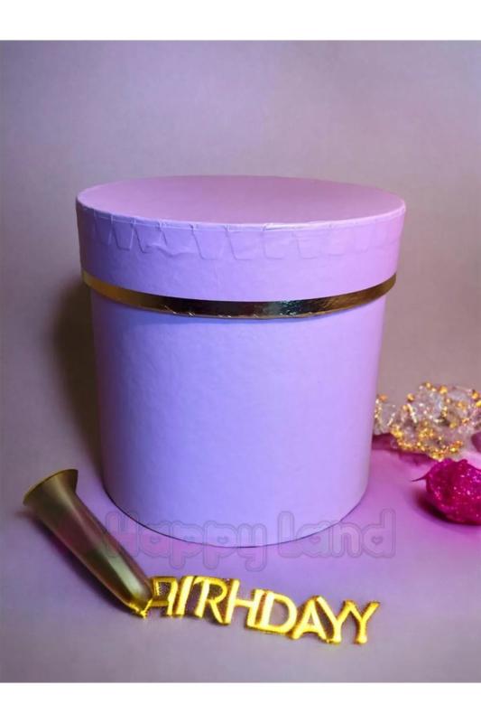 Happyland Silindir Hediye Kutusu Küçük Boy Mor Renk Hediyelik Kutu Silindir Hediye Kutusu 10x10 Cm