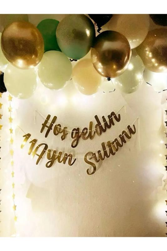 HappylandHoşgeldin 11 Ayın Sultanı Gold Yazı Ledli Zincir Balon Seti Dekor Ya Şehri Ramazan Seti