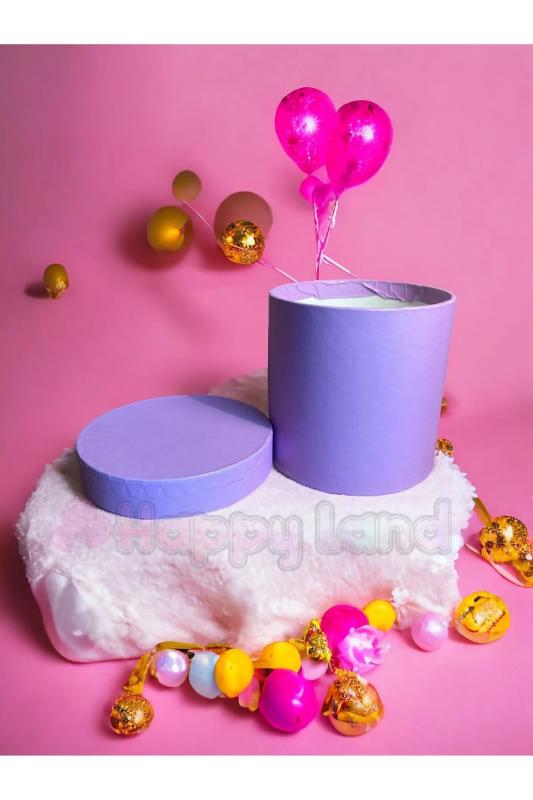 Happyland Silindir Hediye Kutusu Küçük Boy Mor Renk Hediyelik Kutu Silindir Hediye Kutusu 10x10 Cm