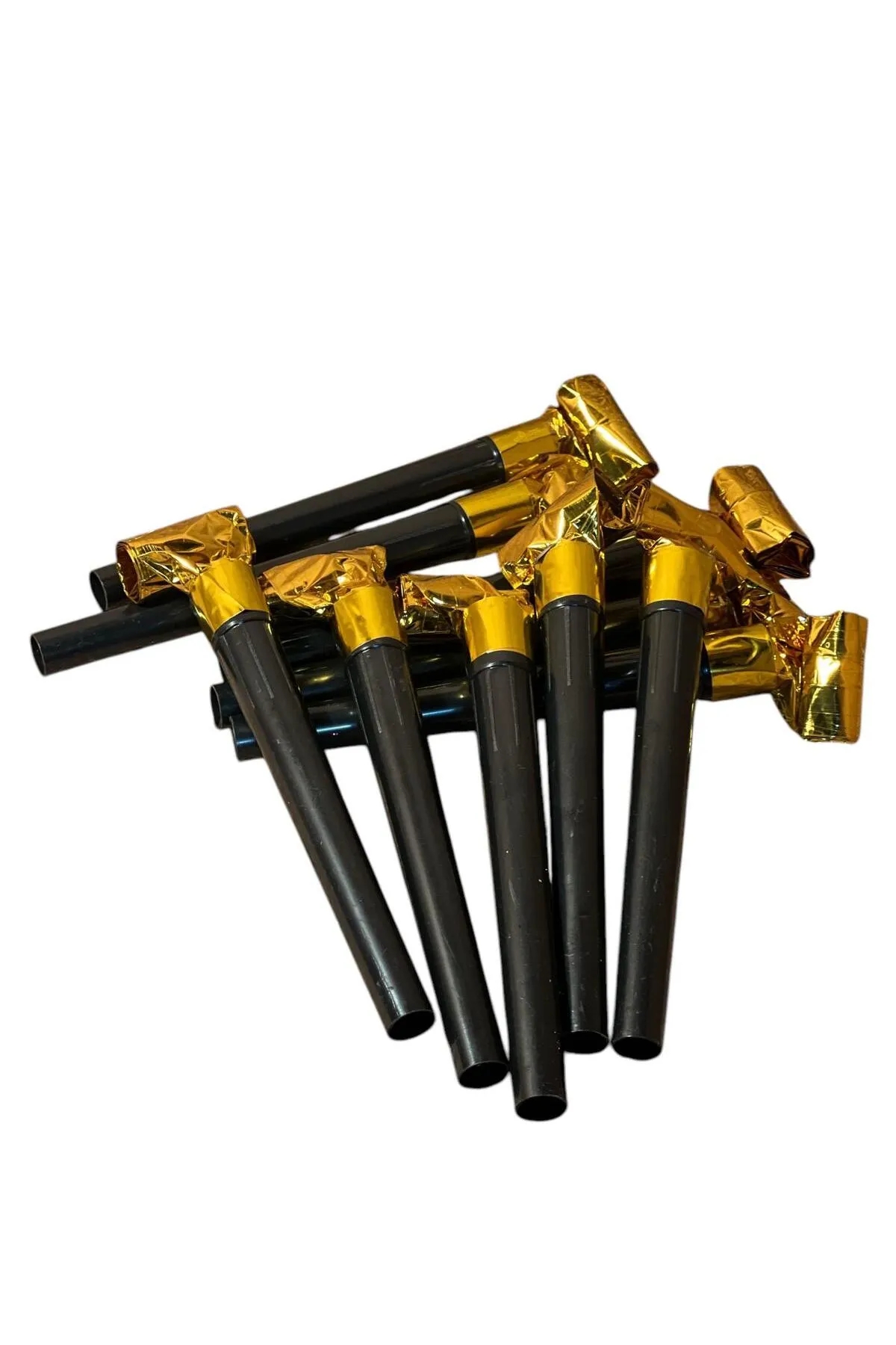 Happyland Kaynanadili Düdük Siyah Gold 10 aDET Yılbaşı Lüks Doğum Günü Parti Düdüğü