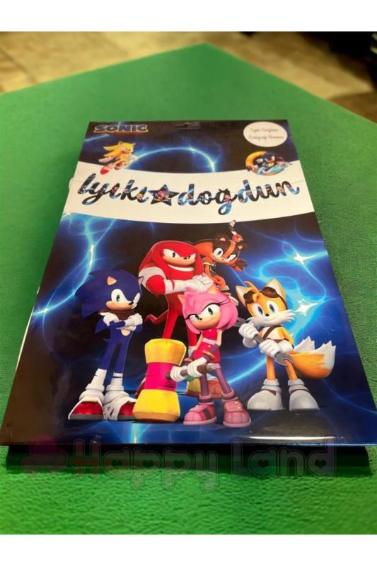 Happyland Sonic Kirpi Sonic İyiki Doğdun Yazısı Dekoratif Kaligrafi New Banner Iyiki Doğdun Yazısı