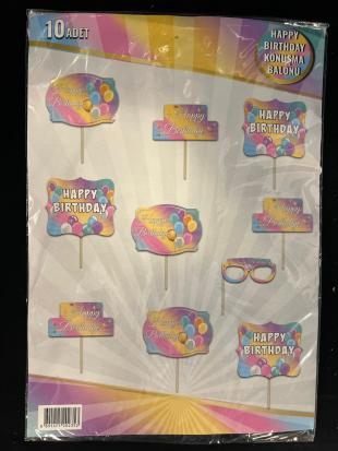 Happyland Doğum Günü Partisi 10’lu Konuşma Kartı Seti Makaron Pastel Renkler