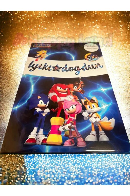 Happyland Sonic Kirpi Sonic İyiki Doğdun Yazısı Dekoratif Kaligrafi New Banner Iyiki Doğdun Yazısı