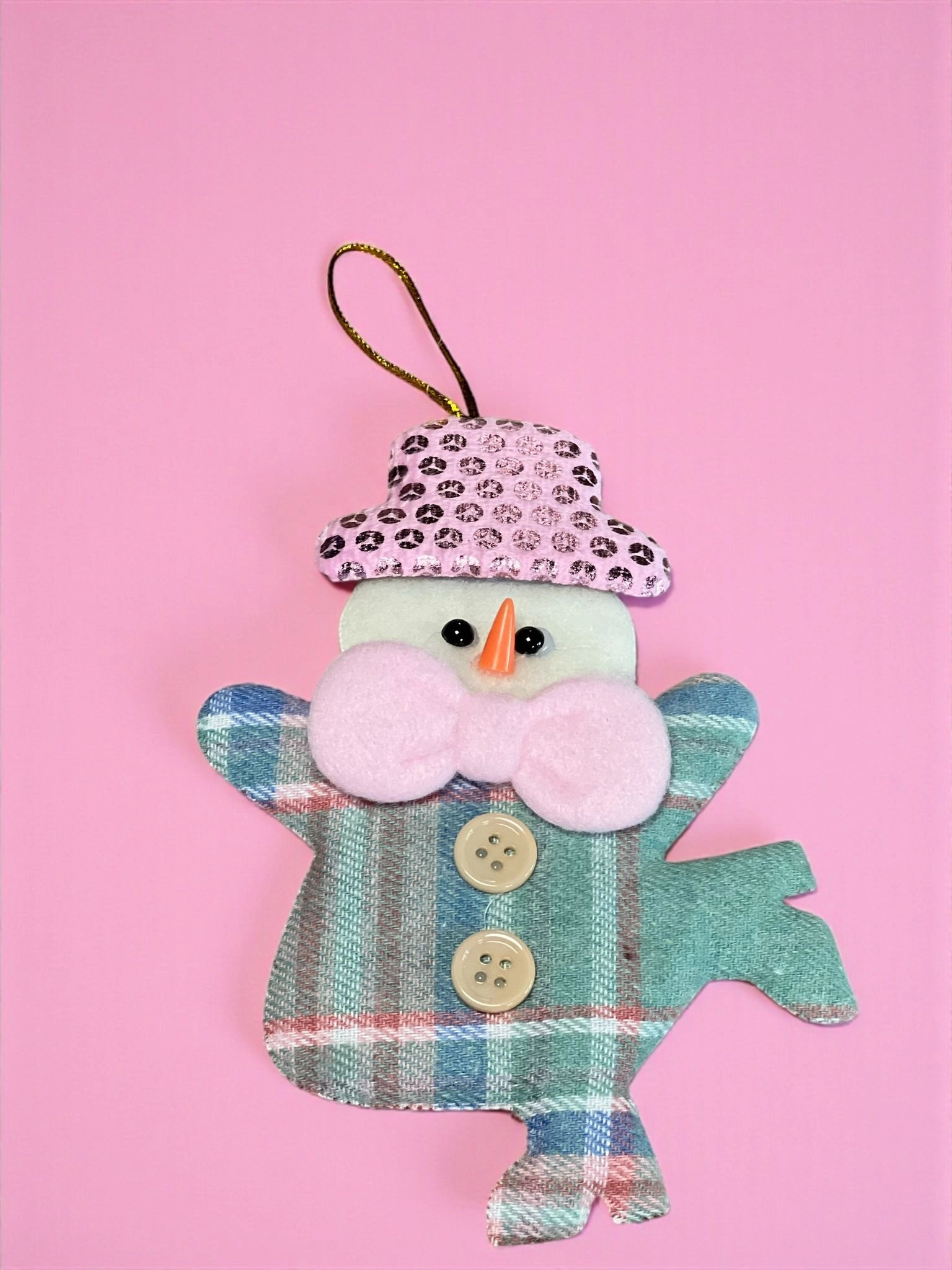 Happyland Yılbaşı Ağacı Süsü Kardanadam Düğmeli Makaron Yeşil Renk Asma Süs 15cm Noel Dekor HPY26045