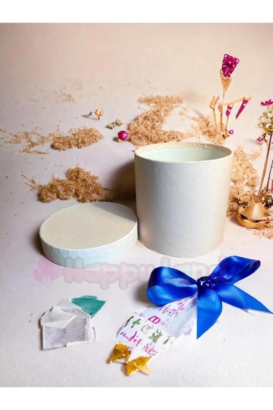 Happyland Silindir Hediye Kutusu Küçük Boy Krem Rengi Hediyelik Kutu Silindir Hediye Kutusu 10x10 Cm