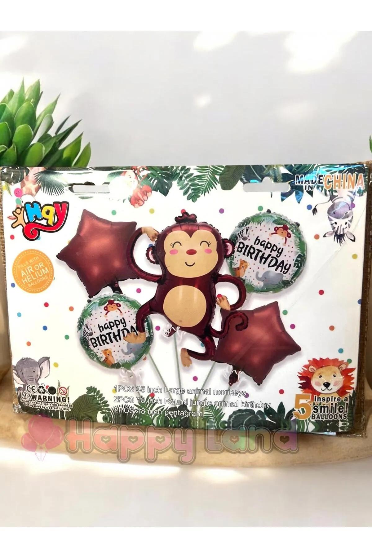 Happyland%20Safari%20Konsept%20Safari%205%20’li%20Maymun%20Balon%20Set%20Sevimli%20Maymun%20Balon%20Seti%20Doğum%20Günü