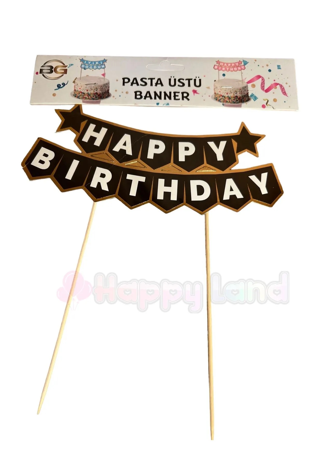 Happyland%20Happy%20Birthday%20Pasta%20Bayrağı%20Pasta%20Üstü%20Banner%20(Siyah%20Gold)