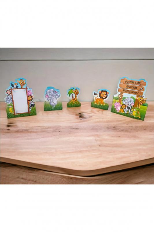 Happyland Safari Doğum Günü Partisi Safari Ayaklı Pano Seti Kağıt Safari Temalı Çerçeveli 5 Parça