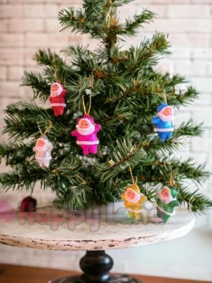 Happyland Yılbaşı Çam Ağacı Süsü 4 cm 6 ader Renkli Noel Baba Süs Simli Yılbaşı Noel Baba Süs