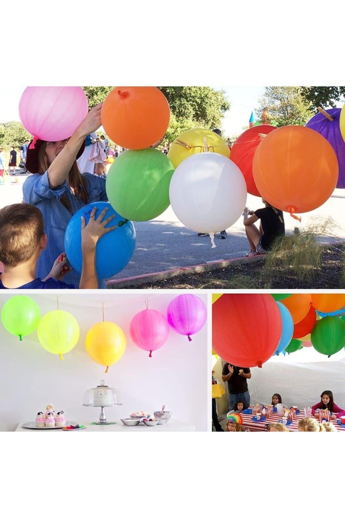 Happyland Lastikli Punch Balon Çok Renkli Karışık Renkli Lastikli Balon 10 Adet