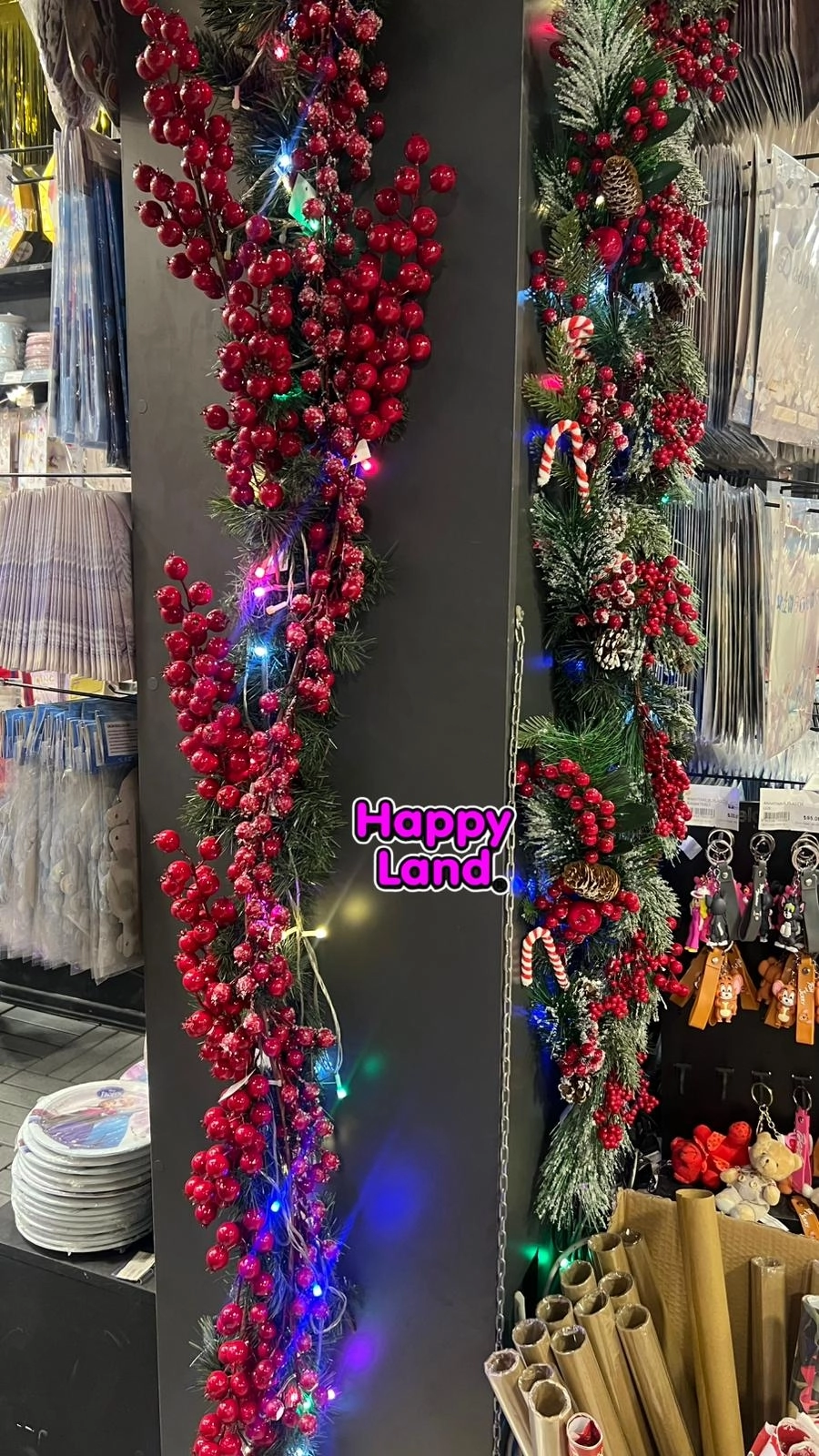 Happyland Yılbaşı Süsü Narlı Garland Ssüs 170 cm Yılbaşı Kapı Duvar Şömine Dekor Garland HPY26075