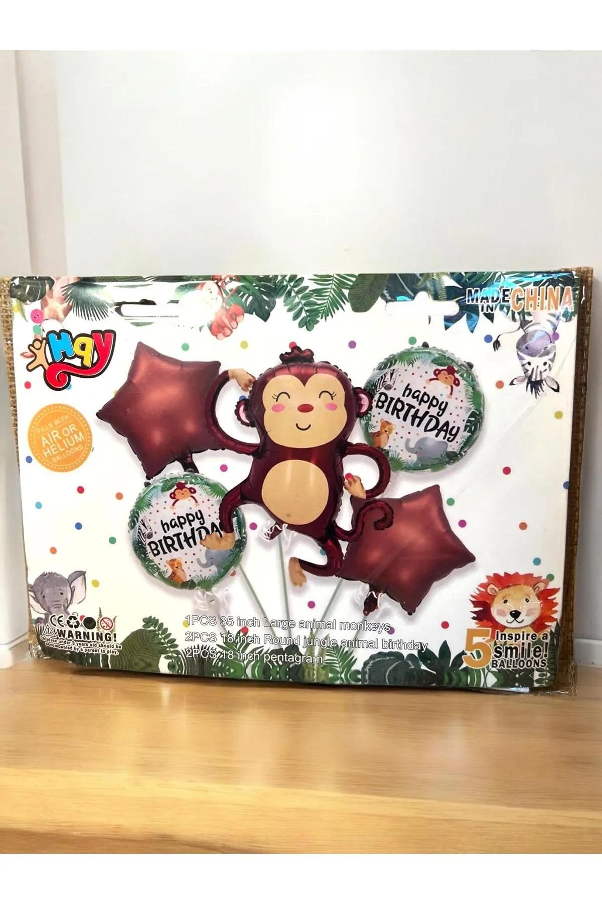 Happyland%20Safari%20Konsept%20Safari%205%20’li%20Maymun%20Balon%20Set%20Sevimli%20Maymun%20Balon%20Seti%20Doğum%20Günü
