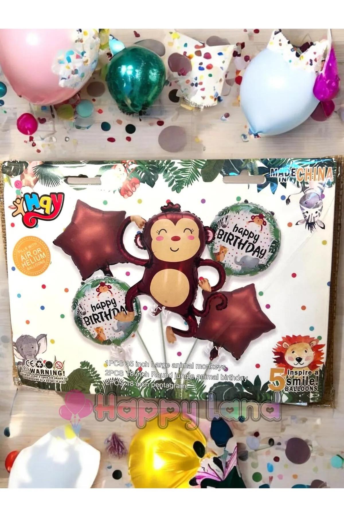 Happyland%20Safari%20Konsept%20Safari%205%20’li%20Maymun%20Balon%20Set%20Sevimli%20Maymun%20Balon%20Seti%20Doğum%20Günü