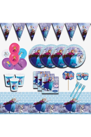 Happyland Karlar Ülkesi Elsa 16 Kişilik Mavi Doğum Günü Parti Malzemeleri Seti