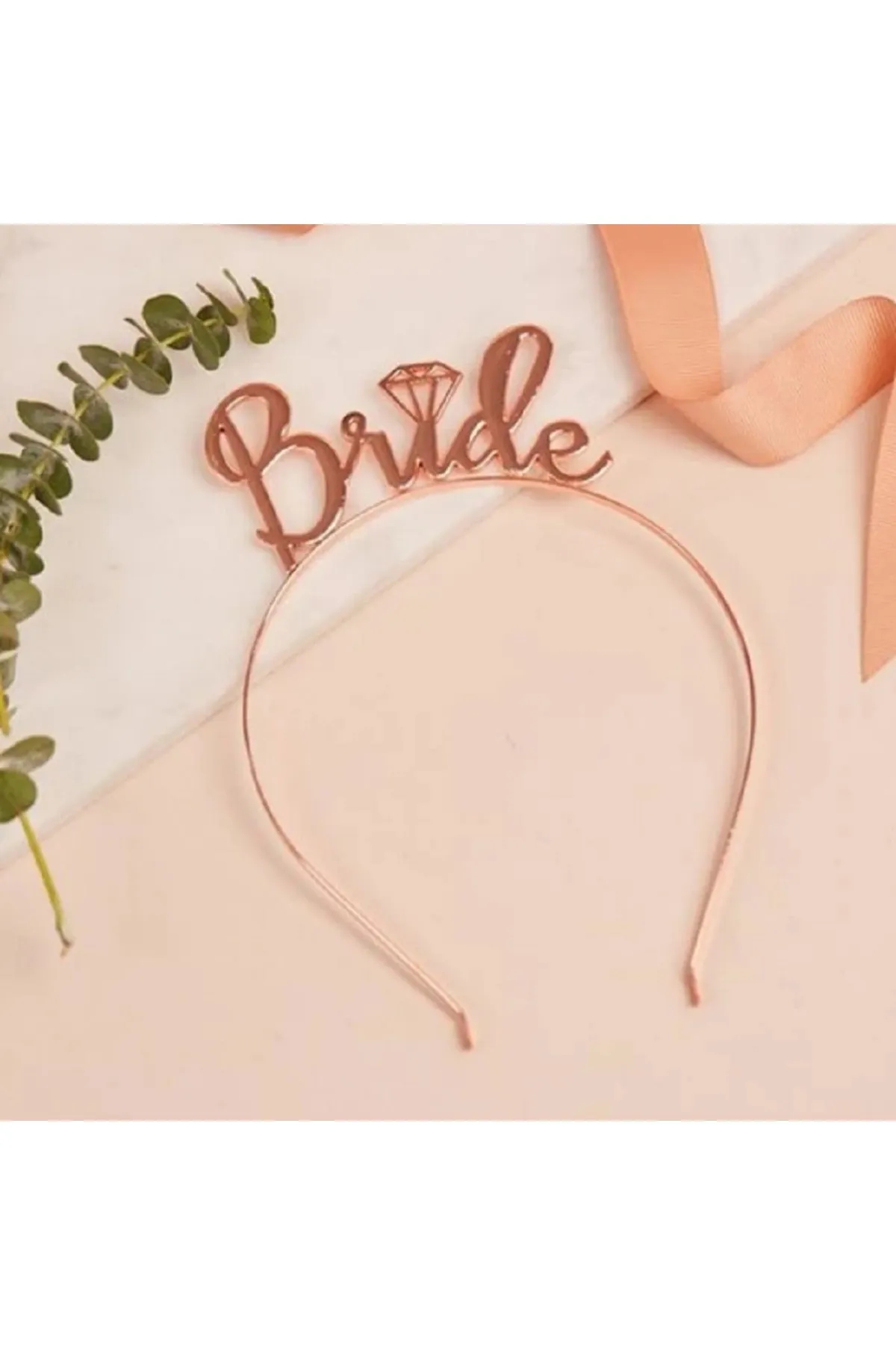 Happyland Bride To Be Beyaz - Rose Gold Bekarlığa Veda Partisi Konsept Kuşak + Gözlük + Taç 3’lü Set