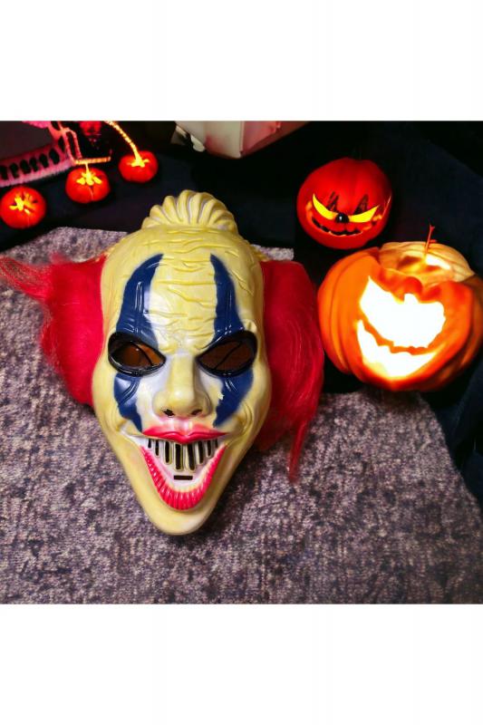 Happyland Halloween Korkunç Maske Balo Maskesi Kırmızı Renk Punny Cadılar Bayramı Maske Mask
