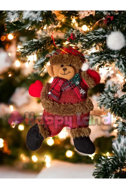 Happyland Yılbaşı Noel Ayıcık Asma Süs Yılbaşı Ağacı Süsü Noel Ayıcık Yeni Yıl Dekor