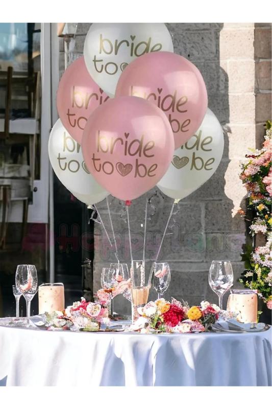 Happyland Bride To Be 100’lü Balon Seti (Pembe ,Beyaz,Şeffaf Bride Baskılı Balon )