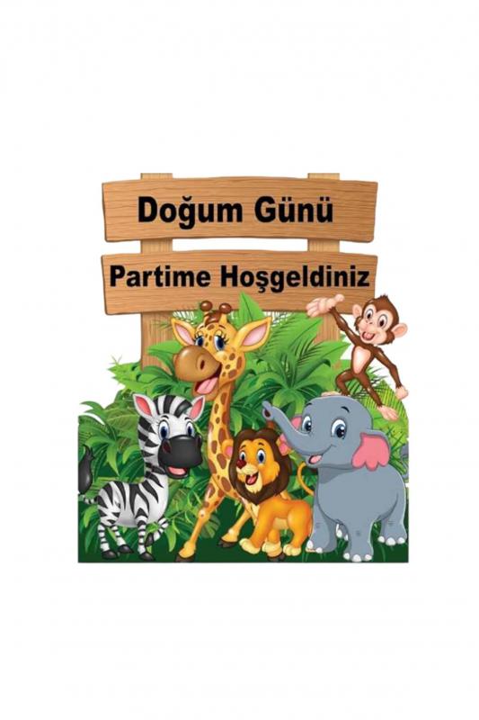 Happyland Safari Doğum Günü Partisi Safari Ayaklı Pano Seti Kağıt Safari Temalı Çerçeveli 5 Parça