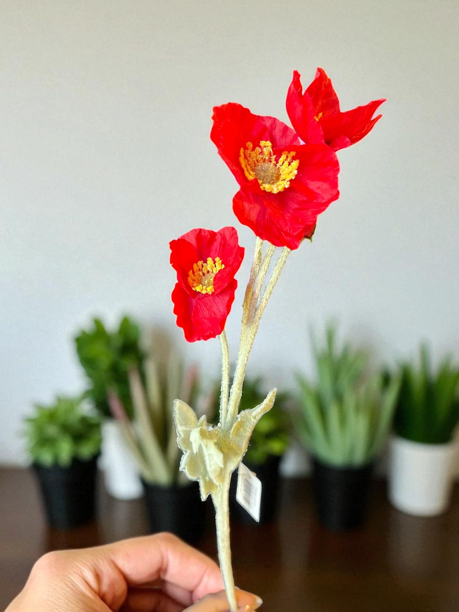 Yapay Çiçek 5’li Gelincik Dalı Kırmızı Renk 60 cm Gelincik HPY-26132 