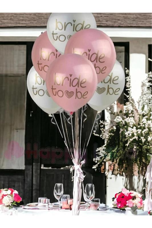 Happyland Bride To Be 10’lu Balon Seti (Pembe ,Beyaz,Şeffaf Bride Baskılı Balon )