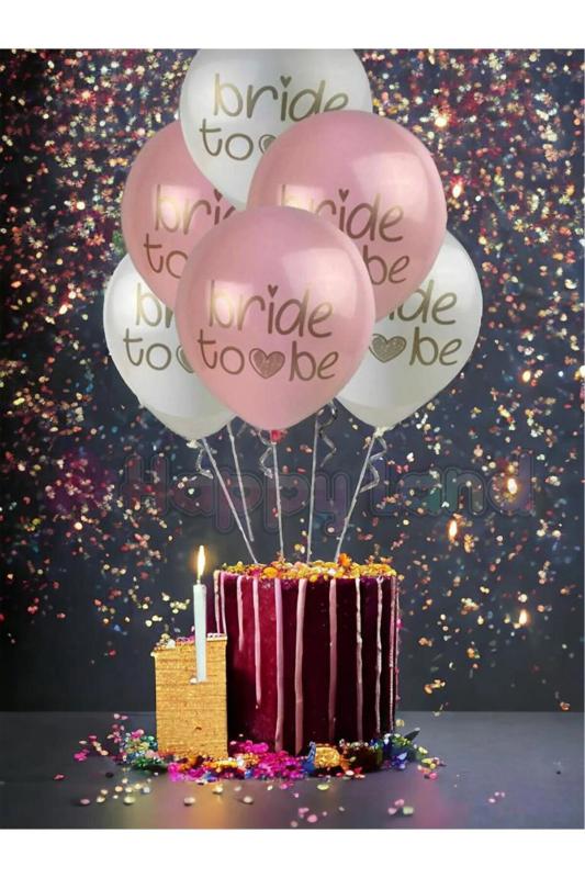 Happyland Bride To Be 100’lü Balon Seti (Pembe ,Beyaz,Şeffaf Bride Baskılı Balon )